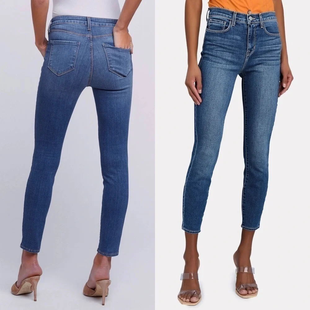 NEW L’AGENCE Margot High Waist Distressed Ankle Cropped Slimming Skinny‎ Jean 25